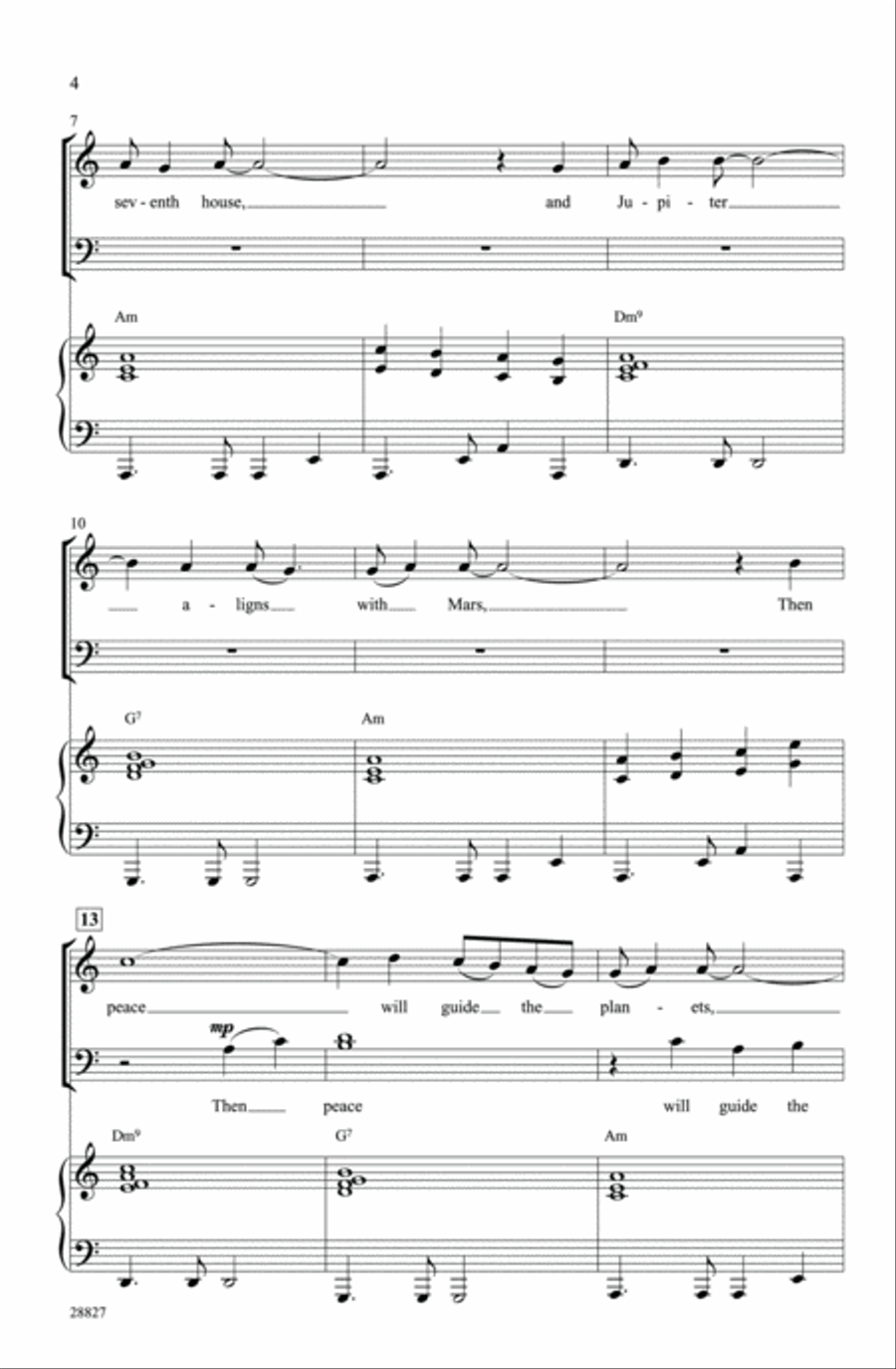 Aquarius / Let the Sunshine In 4-Part scores gallery preview page 3