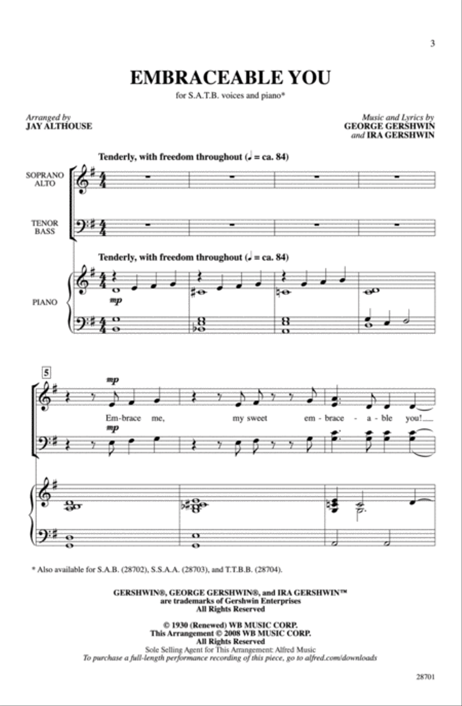 Embraceable You Embraceable You 4-Part scores gallery preview page 2