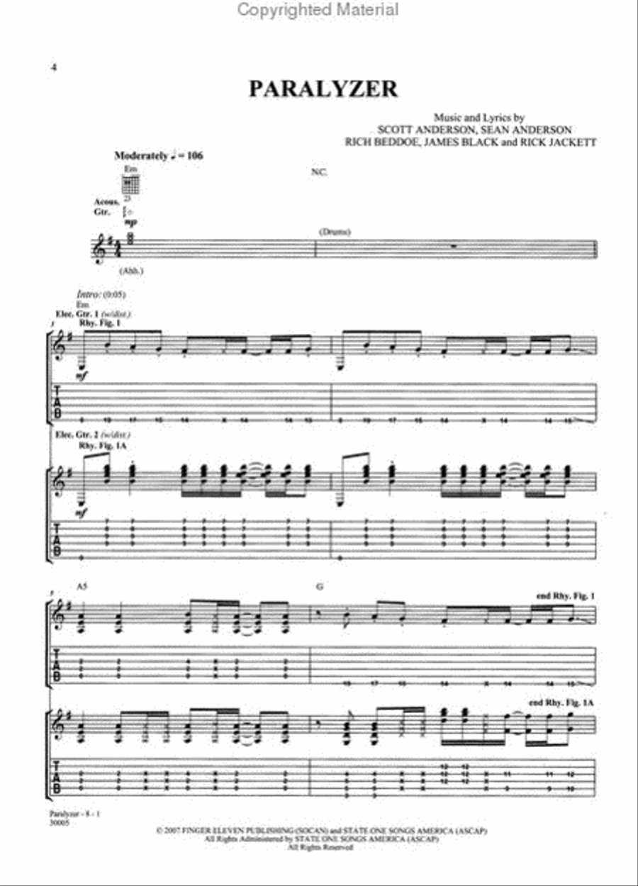 Finger Eleven -- Them vs. You vs. Me Electric Guitar scores gallery preview page 2
