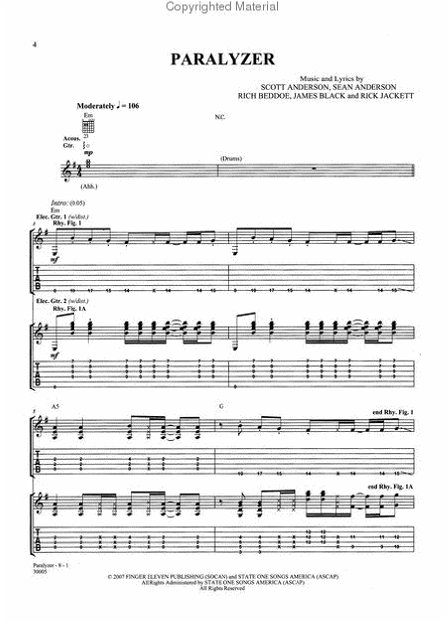 Finger Eleven -- Them vs. You vs. Me Electric Guitar scores gallery preview page 3