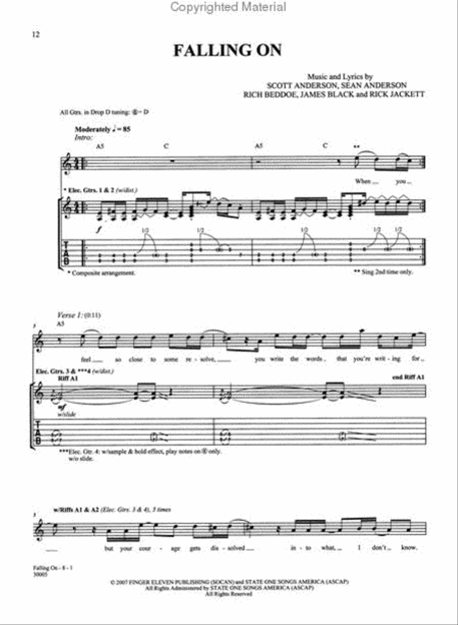 Finger Eleven -- Them vs. You vs. Me Electric Guitar scores gallery preview page 4