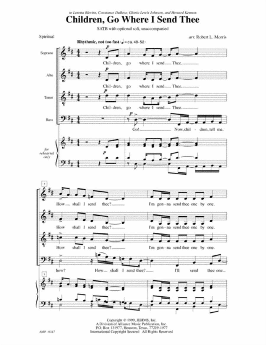 Children, Go Where I Send Thee 4-Part scores gallery preview page 2