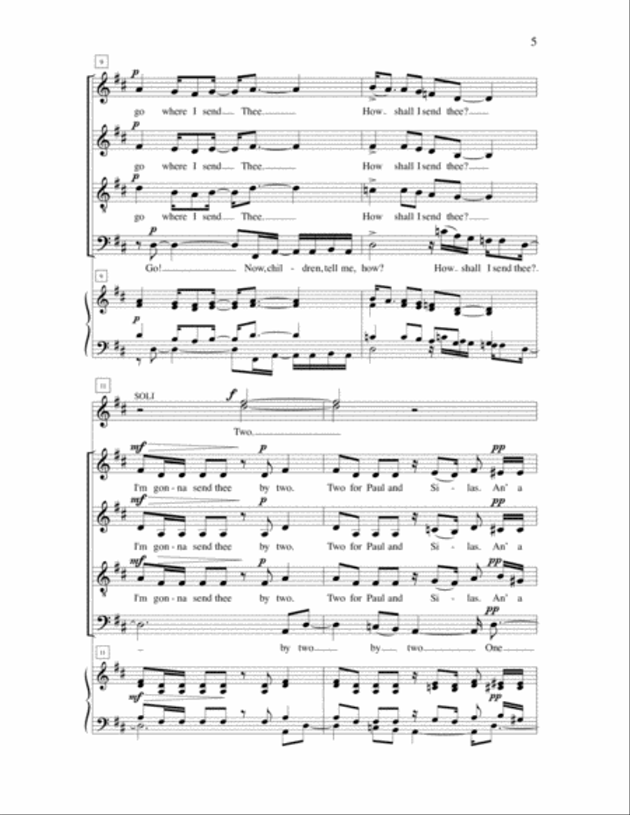 Children, Go Where I Send Thee 4-Part scores gallery preview page 4