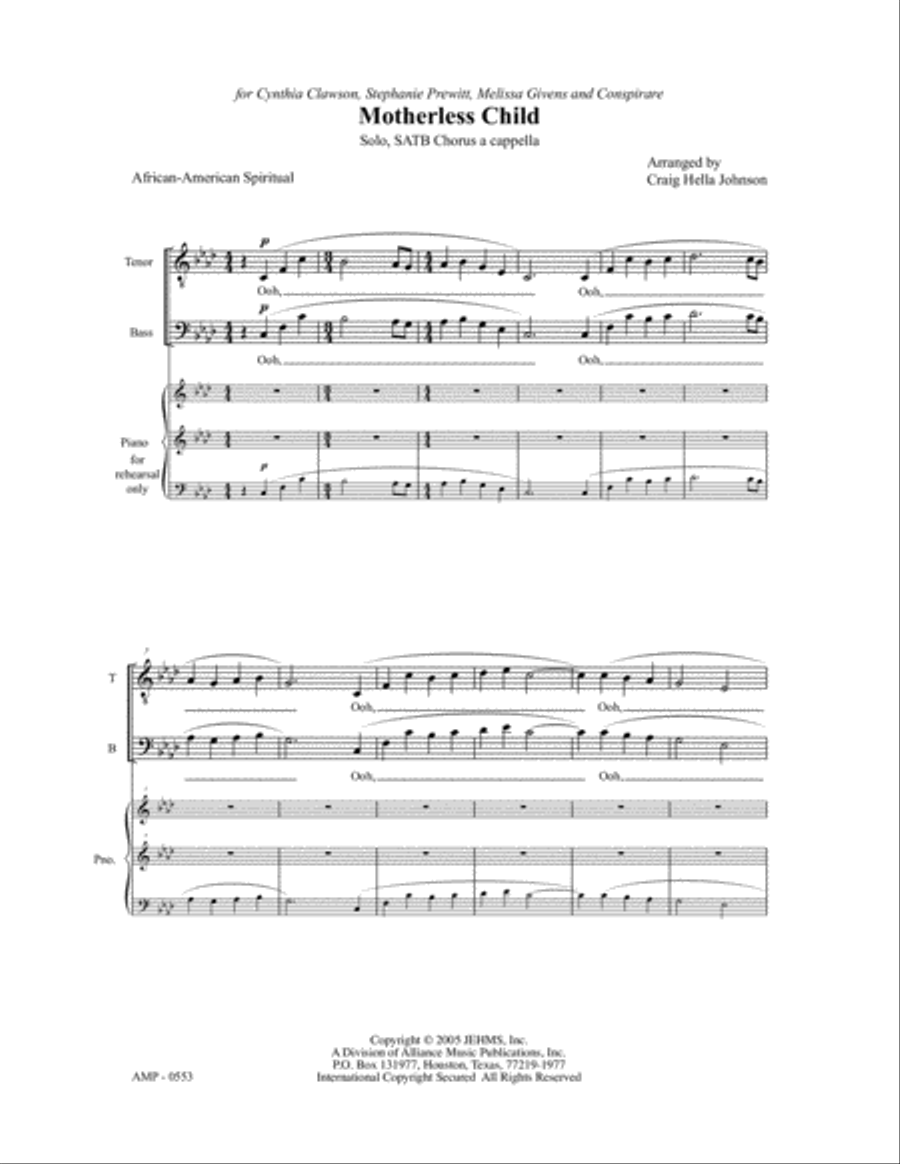 Motherless Child Motherless Child 4-Part scores gallery preview page 2