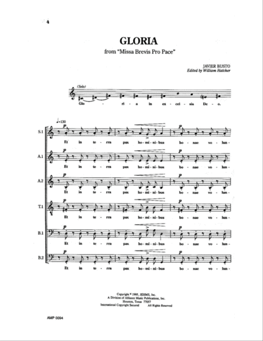 Gloria from Missa Brevis Pro Pace Divisi scores gallery preview page 3