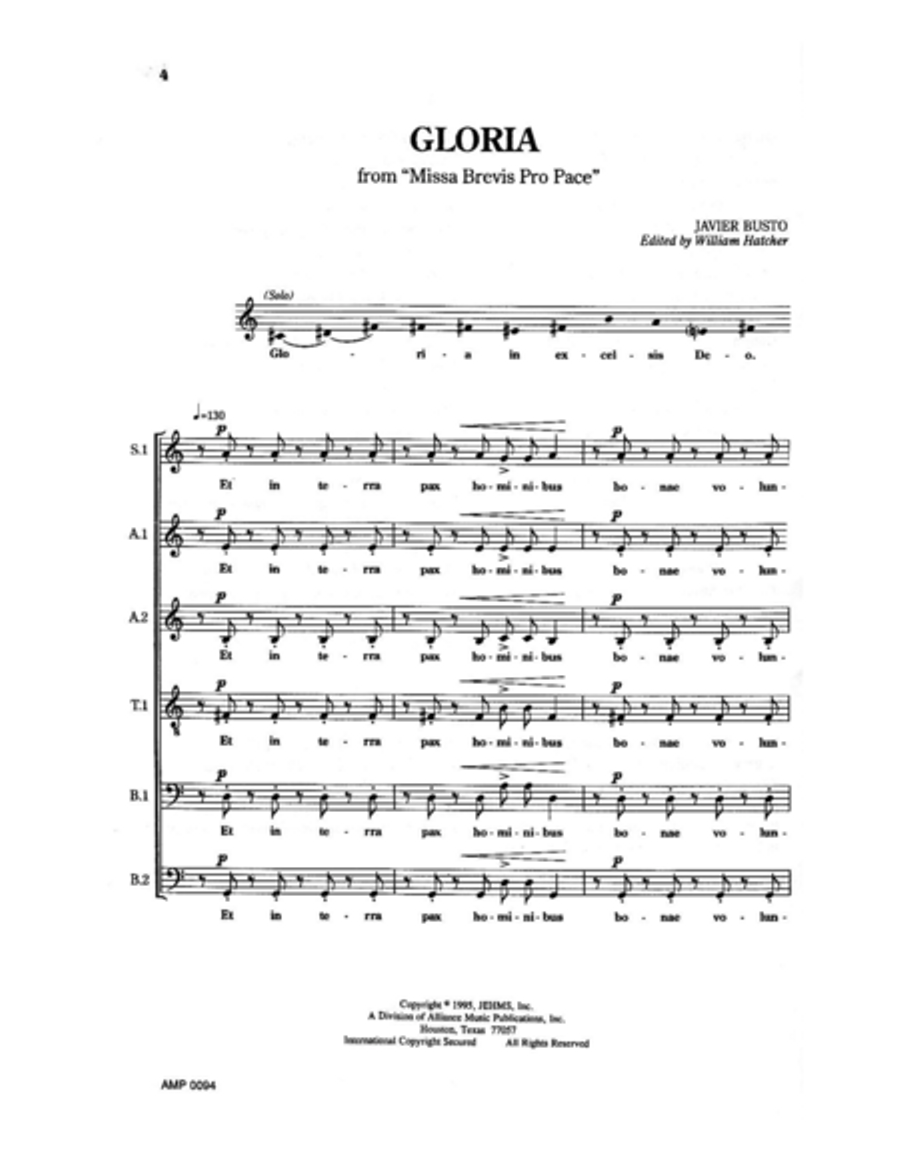 Gloria from Missa Brevis Pro Pace Divisi scores gallery preview page 10