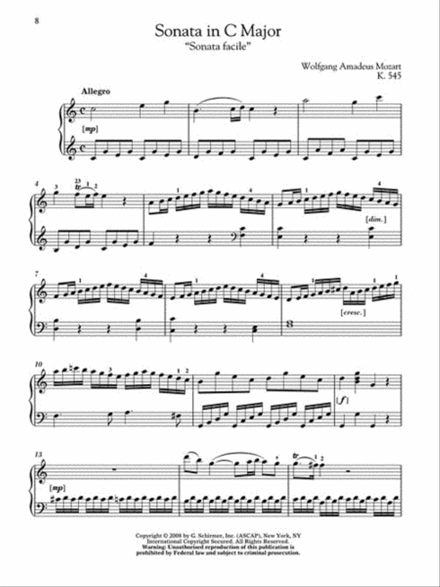Mozart – Sonata in C Major, K. 545, “Sonata Facile” Piano scores gallery preview page 6