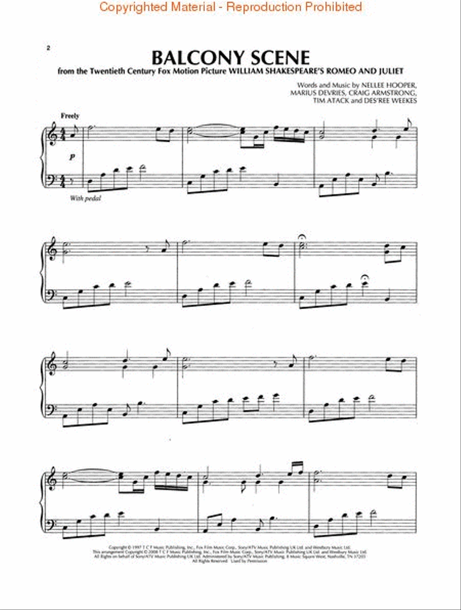 Romantic Movie Music for Piano Piano Solo scores gallery preview page 2