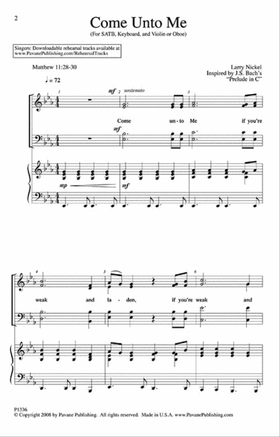 Come Unto Me Come Unto Me 4-Part scores gallery preview page 2