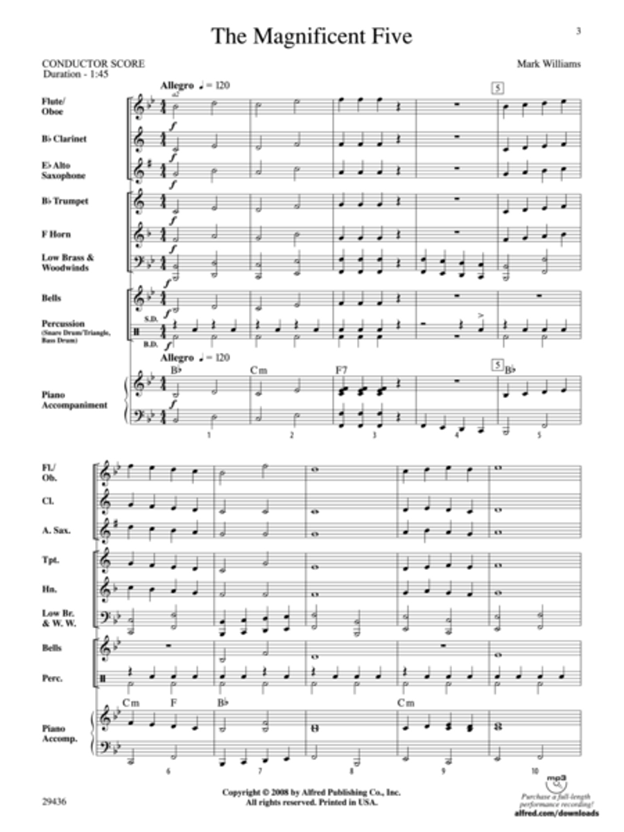 The Magnificent Five (Score only) Concert Band scores gallery preview page 2