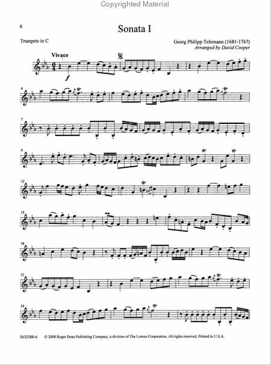 Telemann Six Suites of Canonic Duets Trumpet Duet scores gallery preview page 2