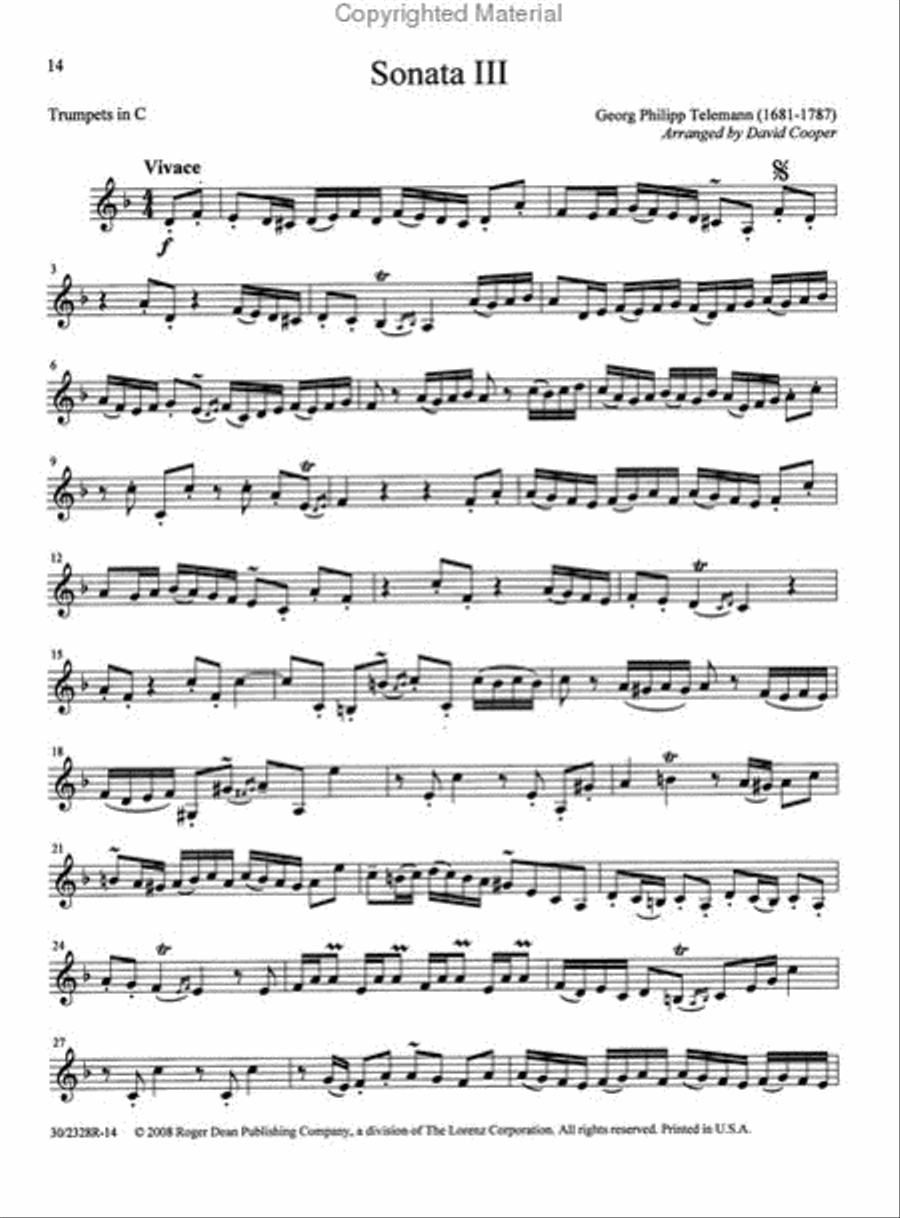Telemann Six Suites of Canonic Duets Trumpet Duet scores gallery preview page 3