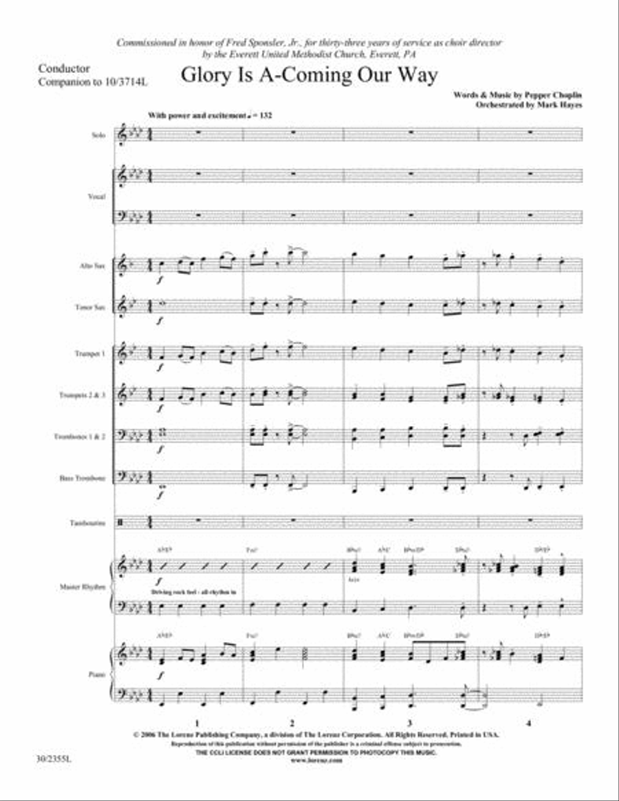 Glory Is A-Coming Our Way - Orchestra Score and Parts Choir scores gallery preview page 2