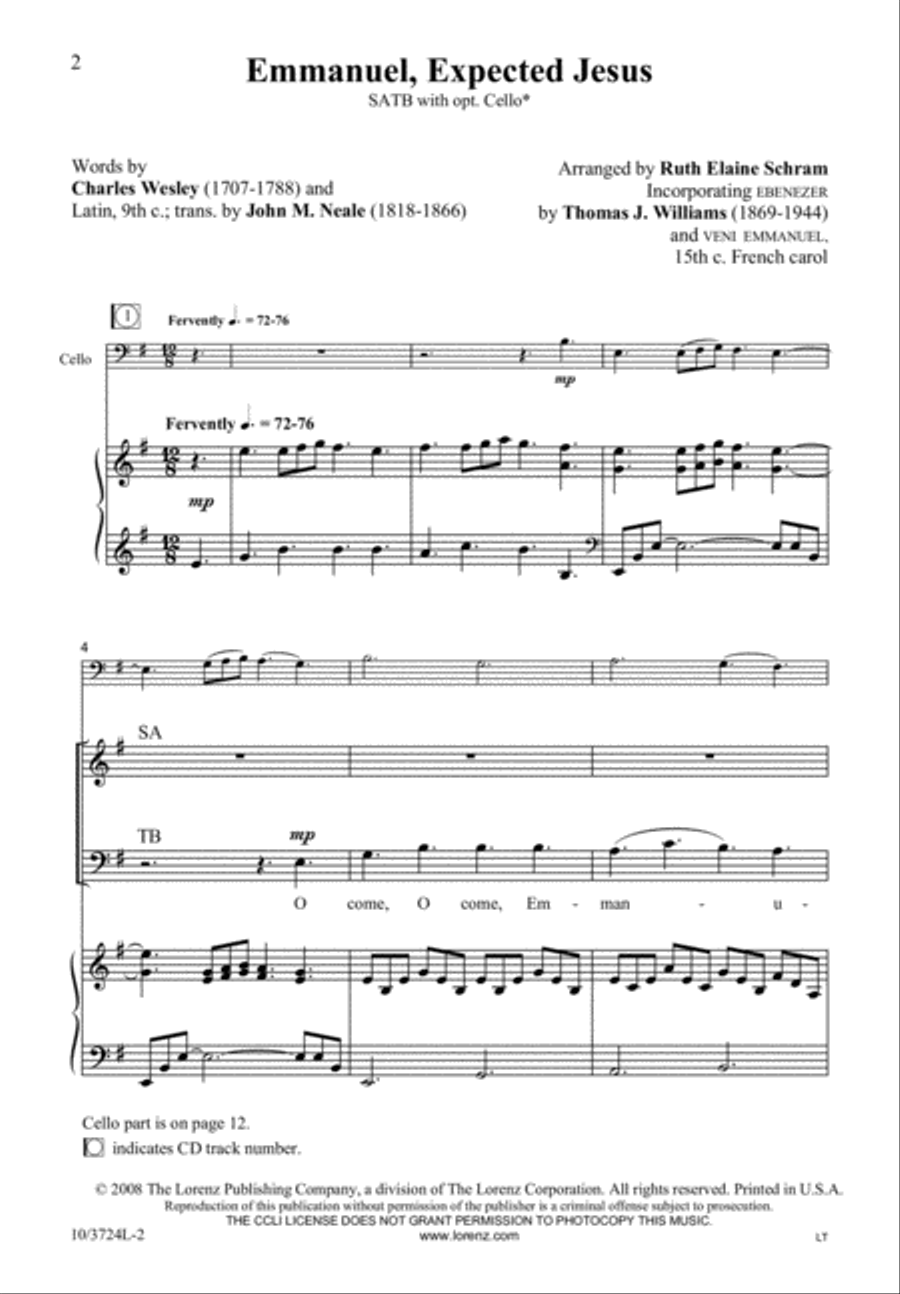 Emmanuel, Expected Jesus by Ruth Elaine Schram 4-Part - Sheet Music page 3