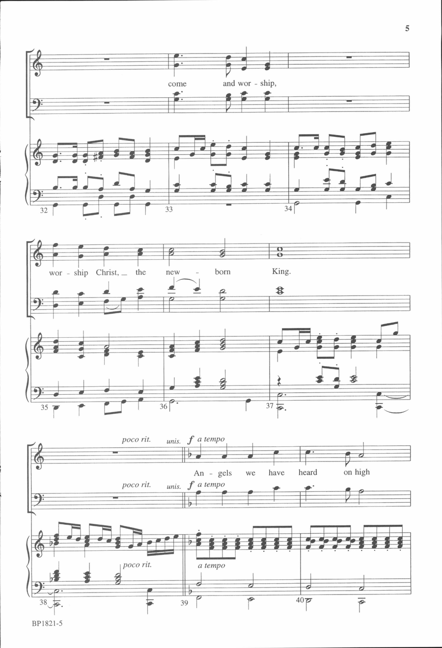Worship Christ, the Newborn King 4-Part scores gallery preview page 5