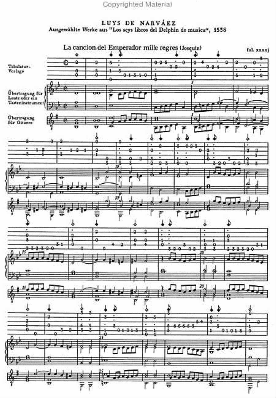 Die Tabulatur, Heft 11: Los seys libros, 1546 Classical Guitar scores gallery preview page 2