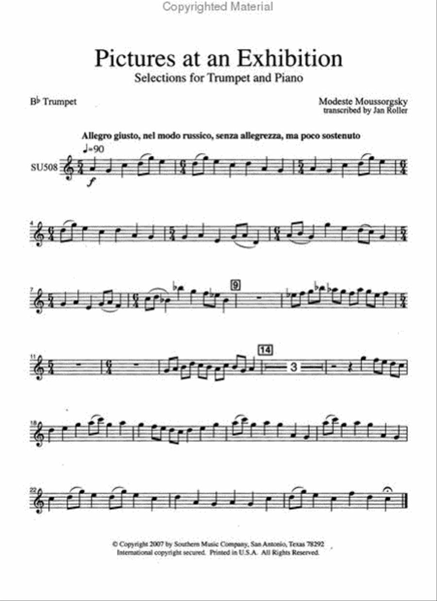 Pictures at an Exhibition (Excerpts) Trumpet scores gallery preview page 4