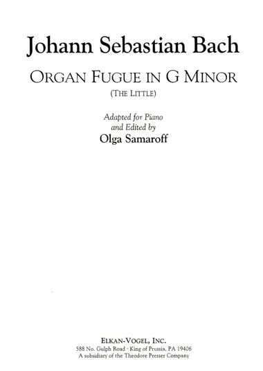 Organ Fugue in G Minor