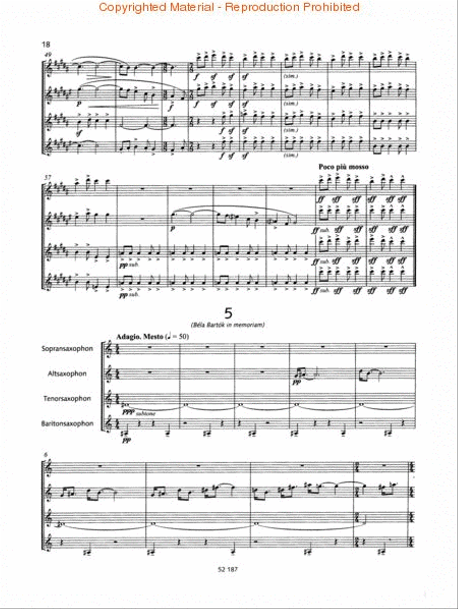 6 Bagatelles 6 Bagatelles Saxophone Quartet scores gallery preview page 3