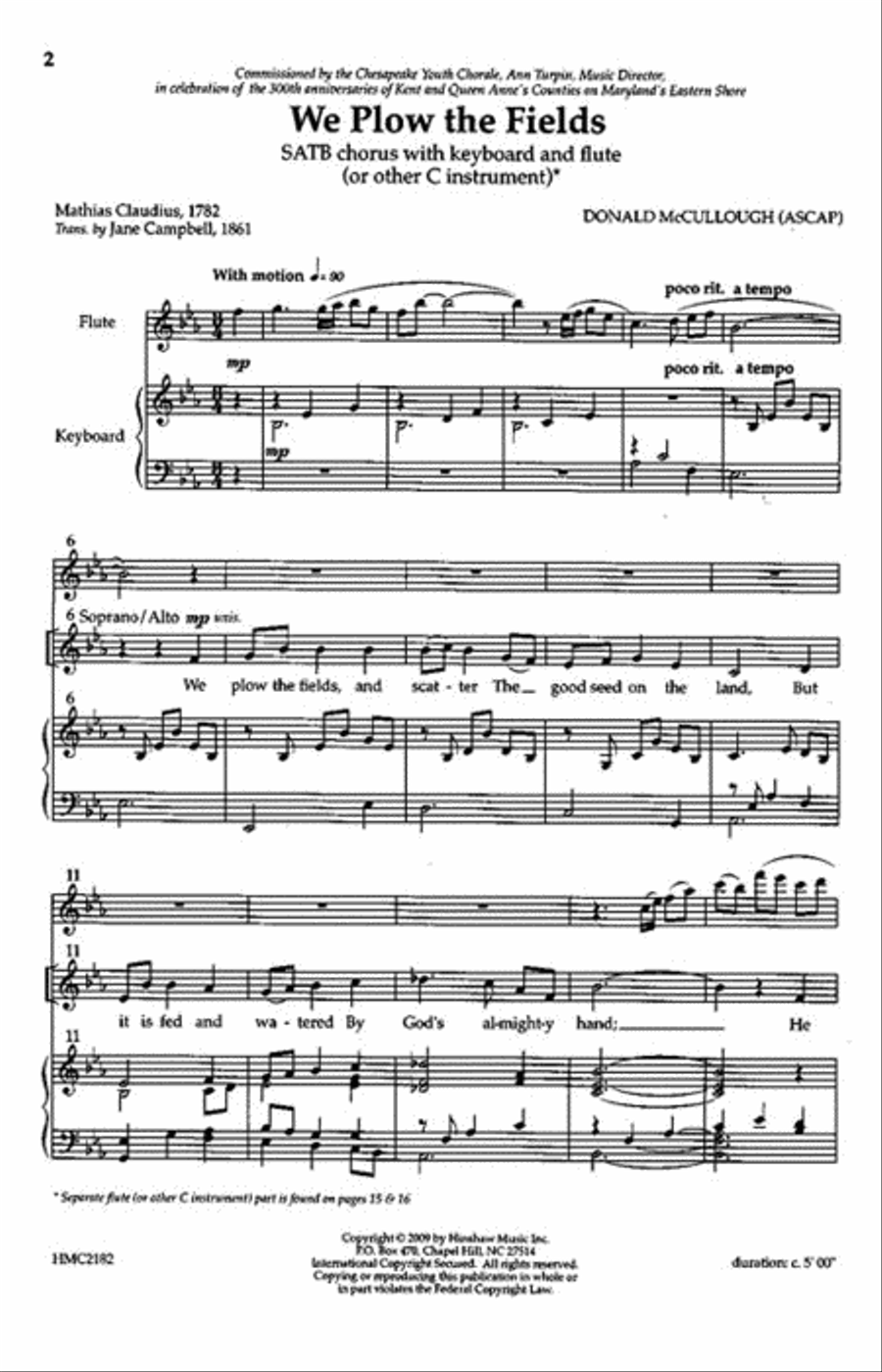 We Plow the Fields We Plow the Fields 4-Part scores gallery preview page 2