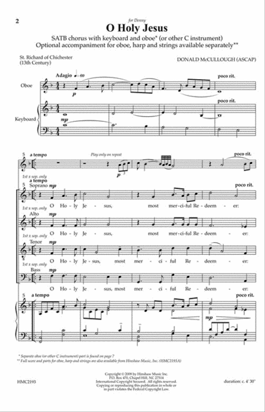 O Holy Jesus O Holy Jesus 4-Part scores gallery preview page 2