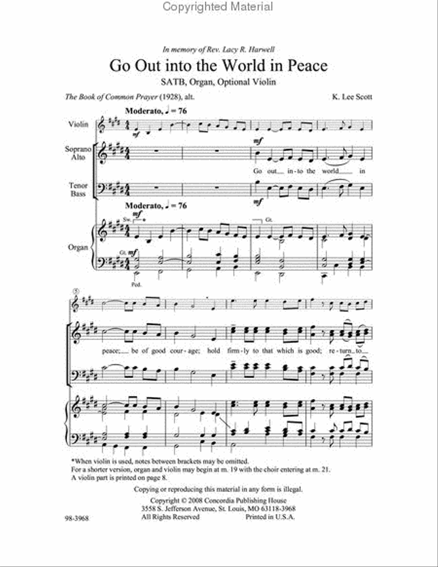 Go Out into the World in Peace Choir scores gallery preview page 2