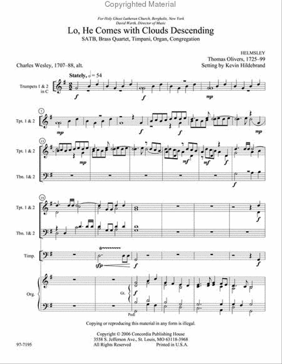 Lo, He Comes with Clouds Descending (Full Score) Choir scores gallery preview page 2