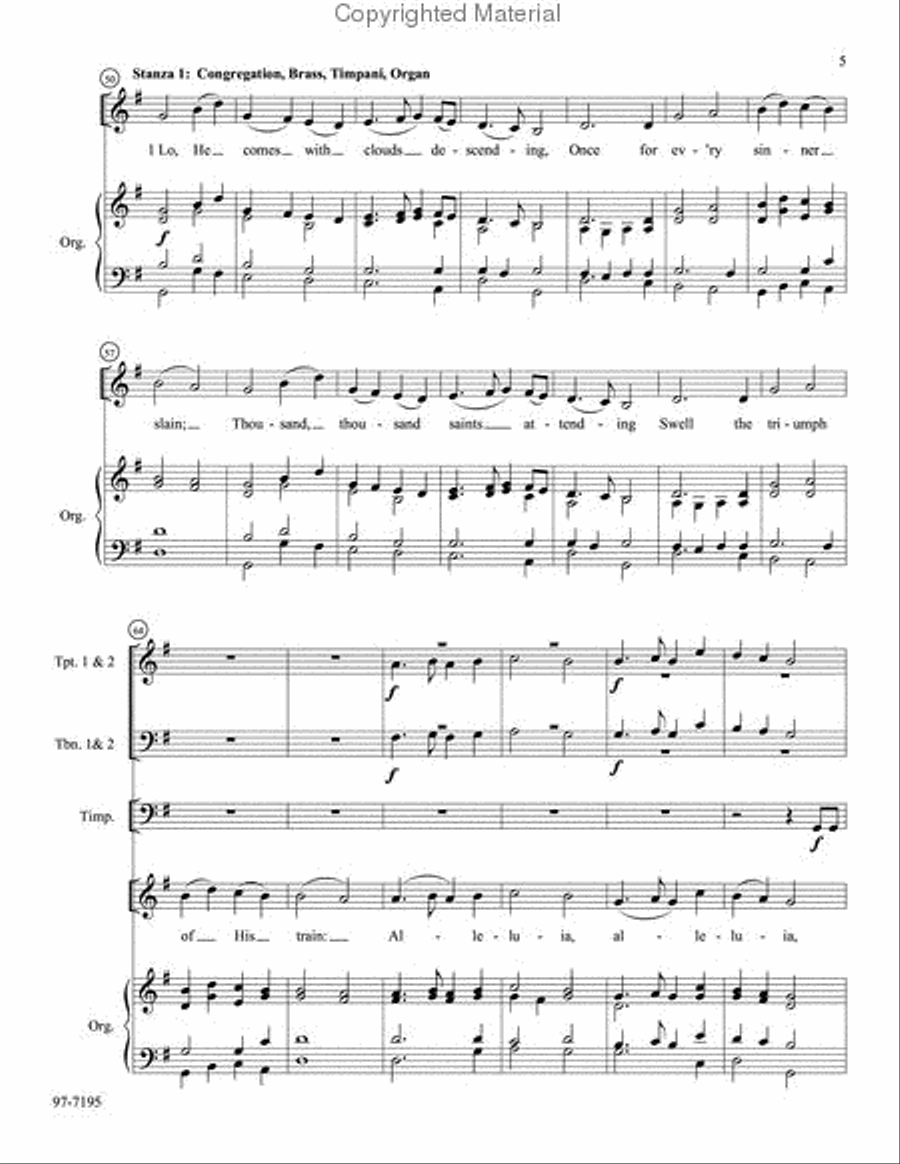 Lo, He Comes with Clouds Descending (Full Score) Choir scores gallery preview page 3