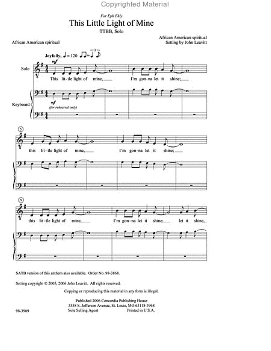 This Little Light of Mine (Leavitt) TTBB scores gallery preview page 2
