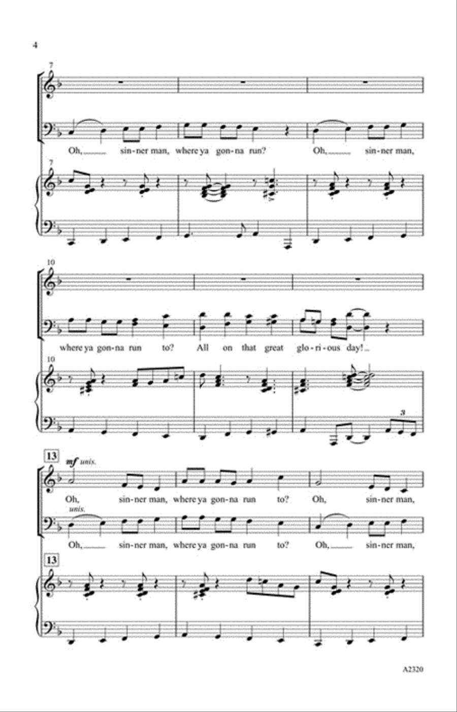 Oh Sinner Man Oh Sinner Man 4-Part scores gallery preview page 3