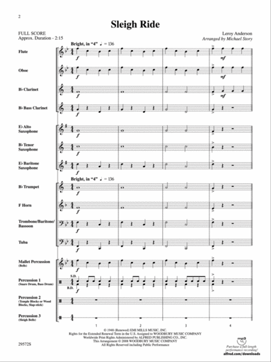 Sleigh Ride Sleigh Ride Concert Band scores gallery preview page 2