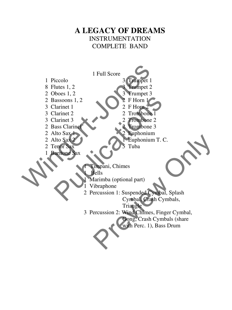 A Legacy Of Dreams (Score) Concert Band scores gallery preview page 3