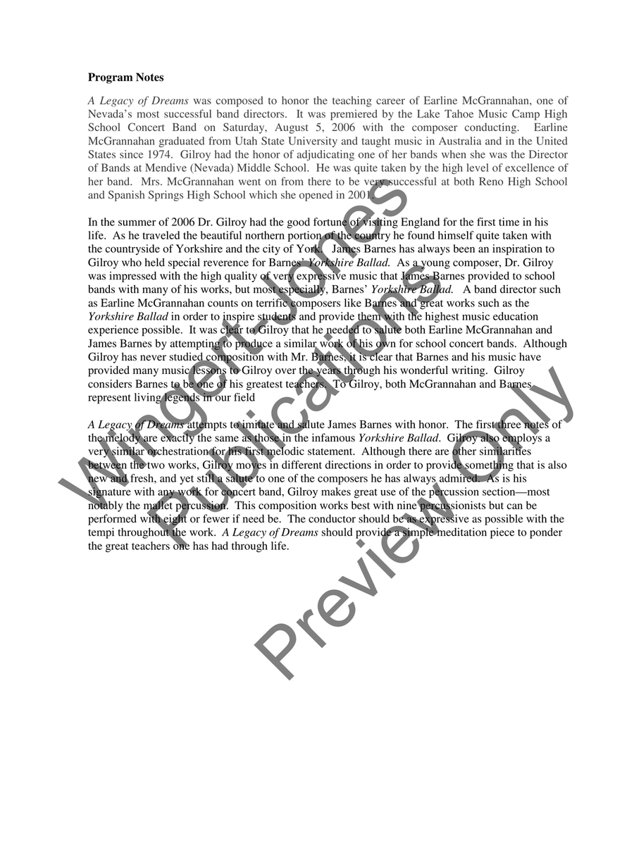 A Legacy Of Dreams (Score) Concert Band scores gallery preview page 4