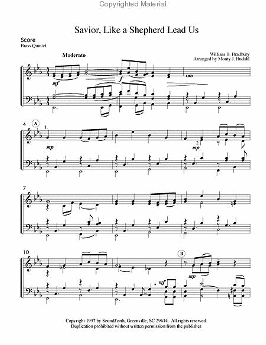 Savior, Like a Shepherd Lead Us Brass Quintet scores gallery preview page 2