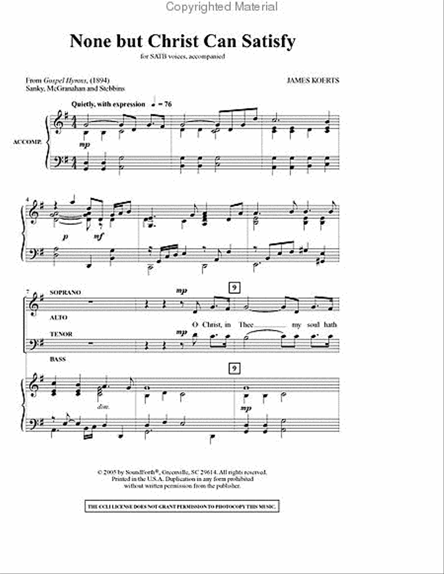 None but Christ Can Satisfy 4-Part scores gallery preview page 2