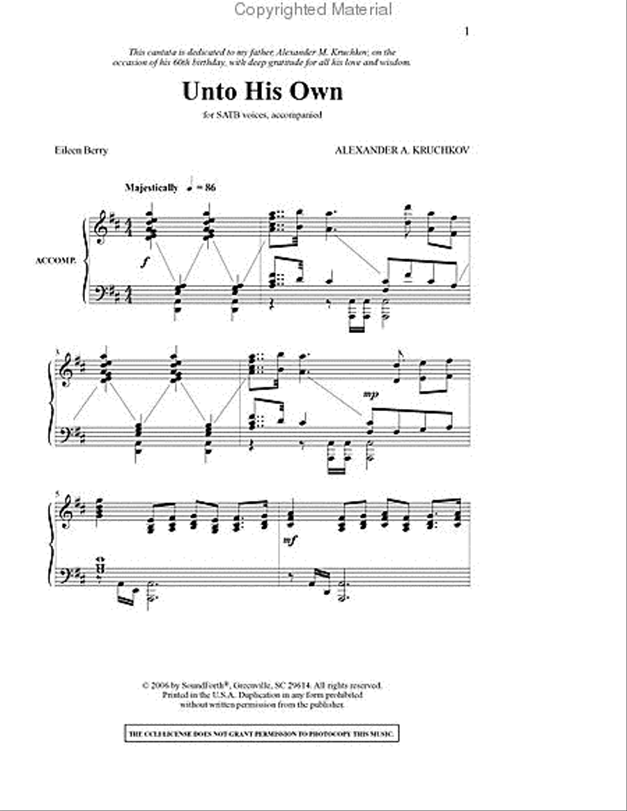 Unto His Own - Spiral-bound edition 4-Part scores gallery preview page 2