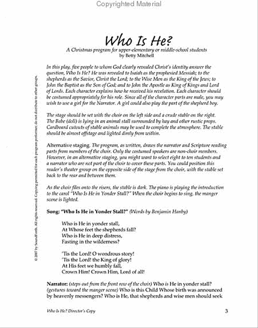 Who Is He? (Children's Christmas program) Unison Choir scores gallery preview page 2