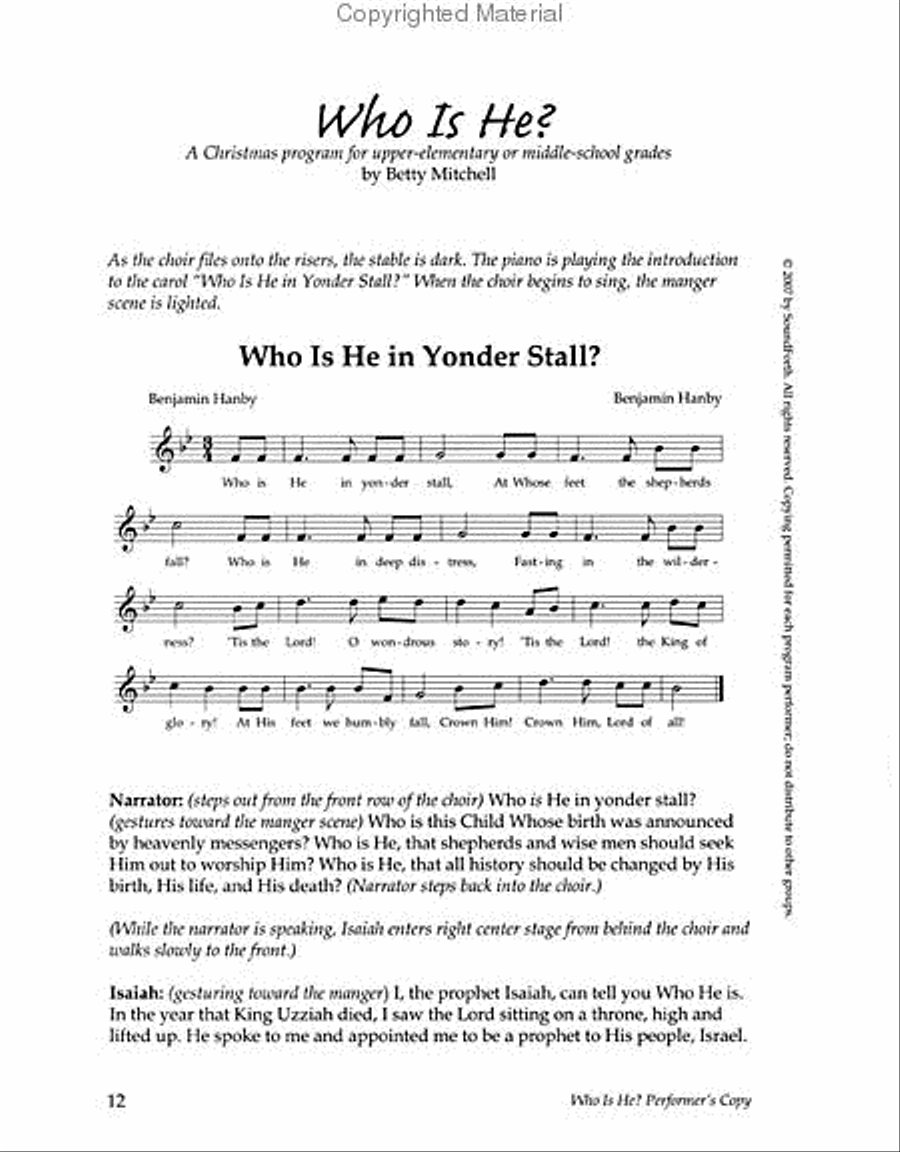 Who Is He? (Children's Christmas program) Unison Choir scores gallery preview page 3