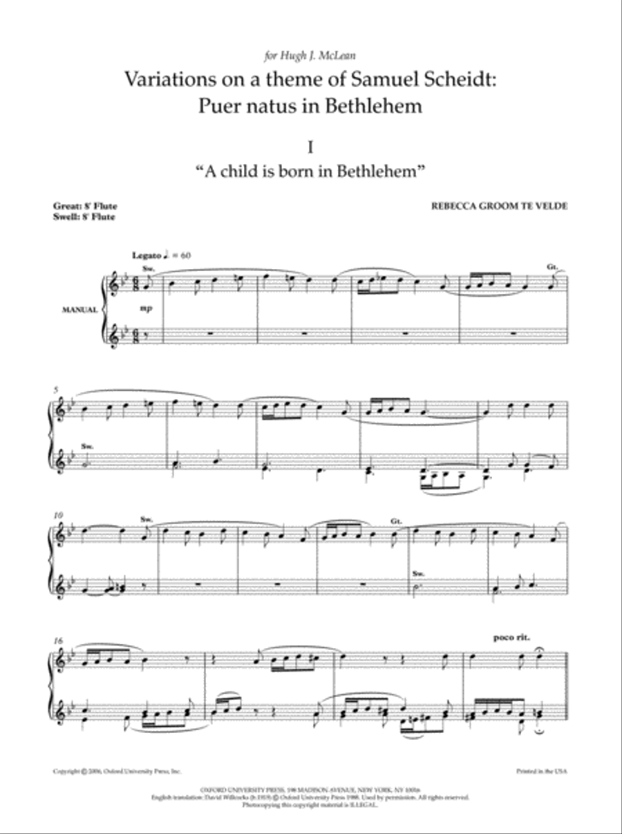 Variations on a theme of Samuel Scheidt: Puer Natus in Bethlehem Organ Solo scores gallery preview page 2