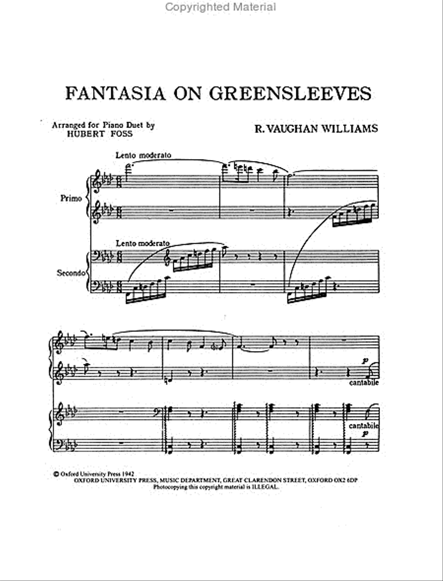 Fantasia on Greensleeves Piano Duet scores gallery preview page 2