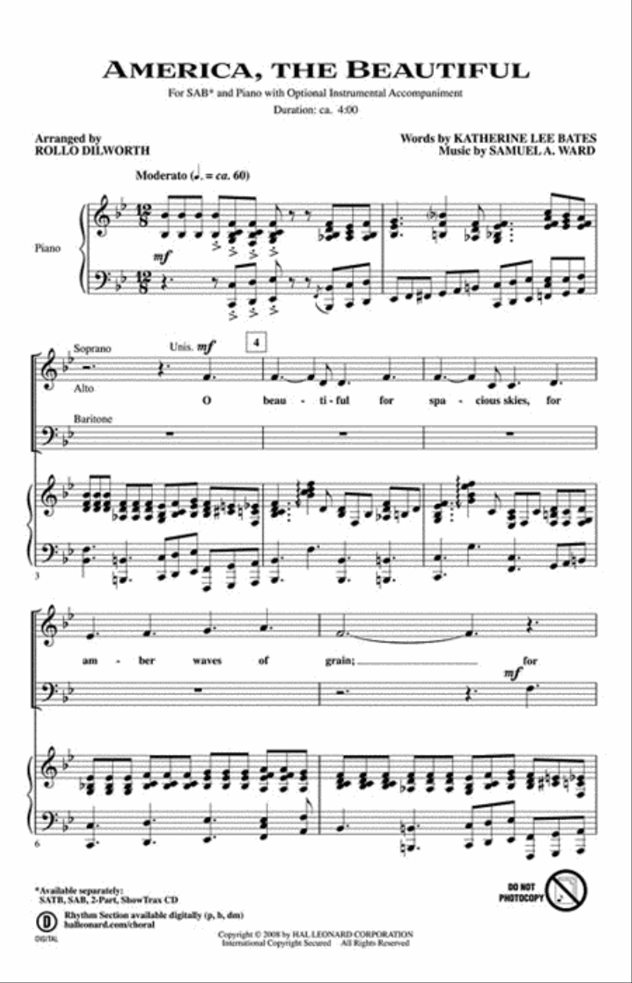 America, the Beautiful America, the Beautiful 3-Part scores gallery preview page 2