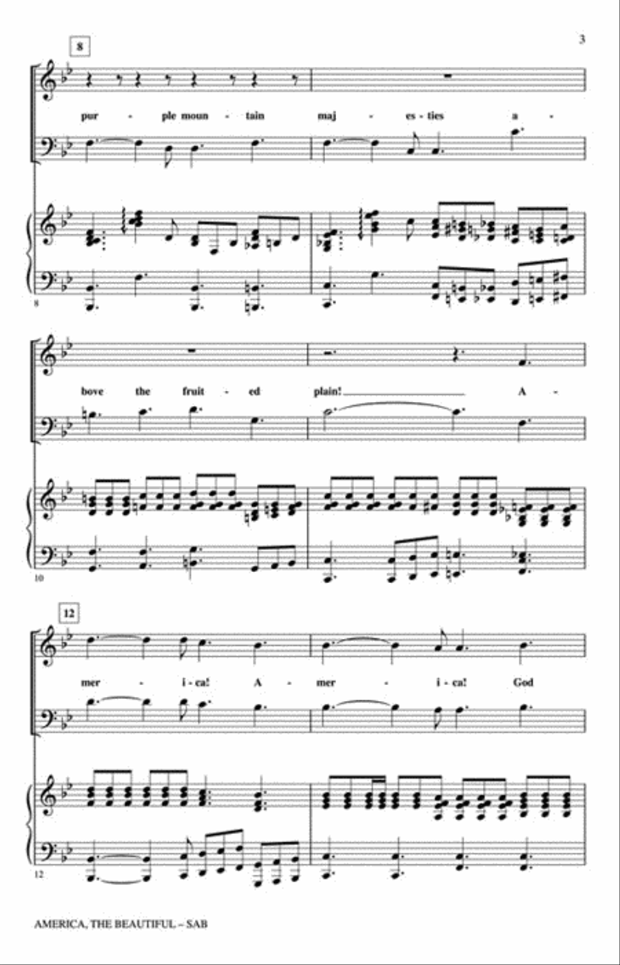 America, the Beautiful America, the Beautiful 3-Part scores gallery preview page 3
