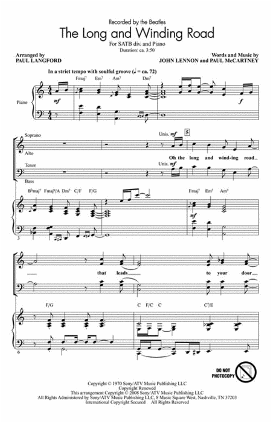 The Long and Winding Road Divisi scores gallery preview page 2