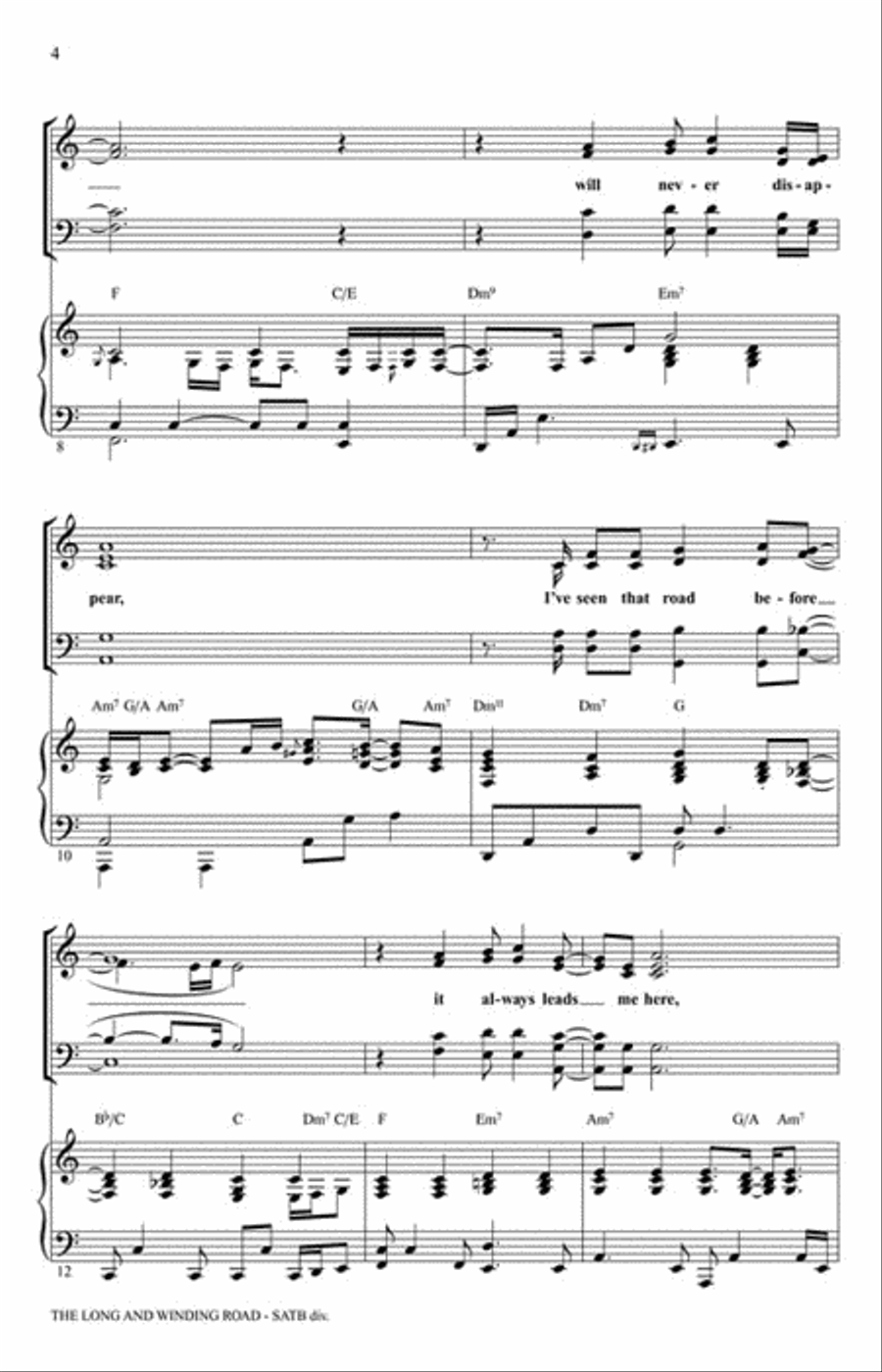 The Long and Winding Road Divisi scores gallery preview page 3