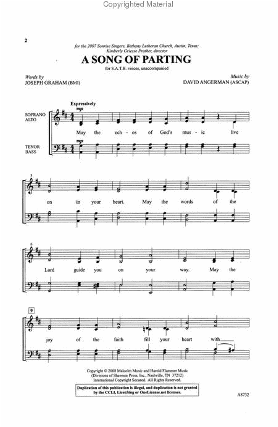 A Song of Parting A Song of Parting 4-Part scores gallery preview page 2