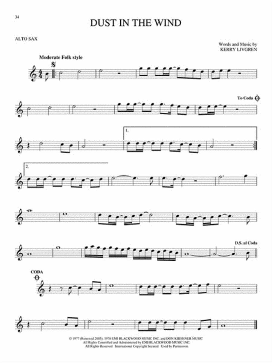 Essential Songs for Alto Sax Alto Saxophone scores gallery preview page 3