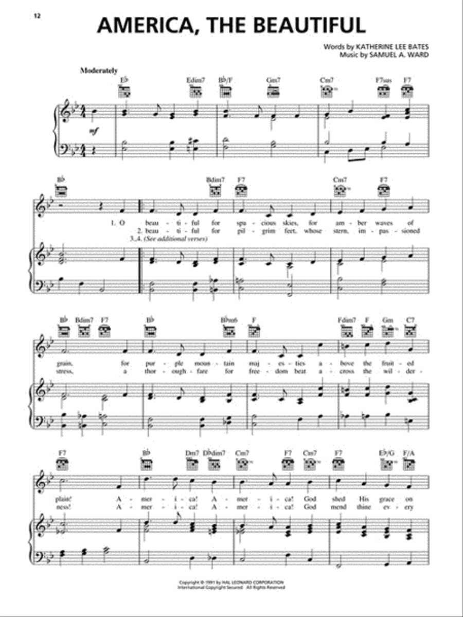 God Bless America and Other Patriotic Favorites Piano, Vocal, Guitar scores gallery preview page 4