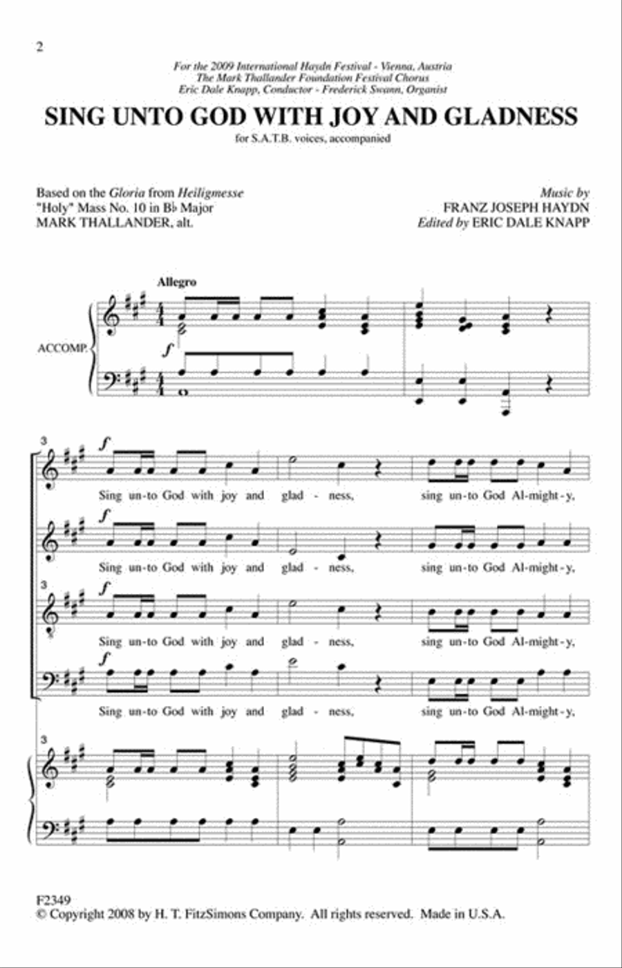 Sing Unto God with Joy and Gladness 4-Part scores gallery preview page 2
