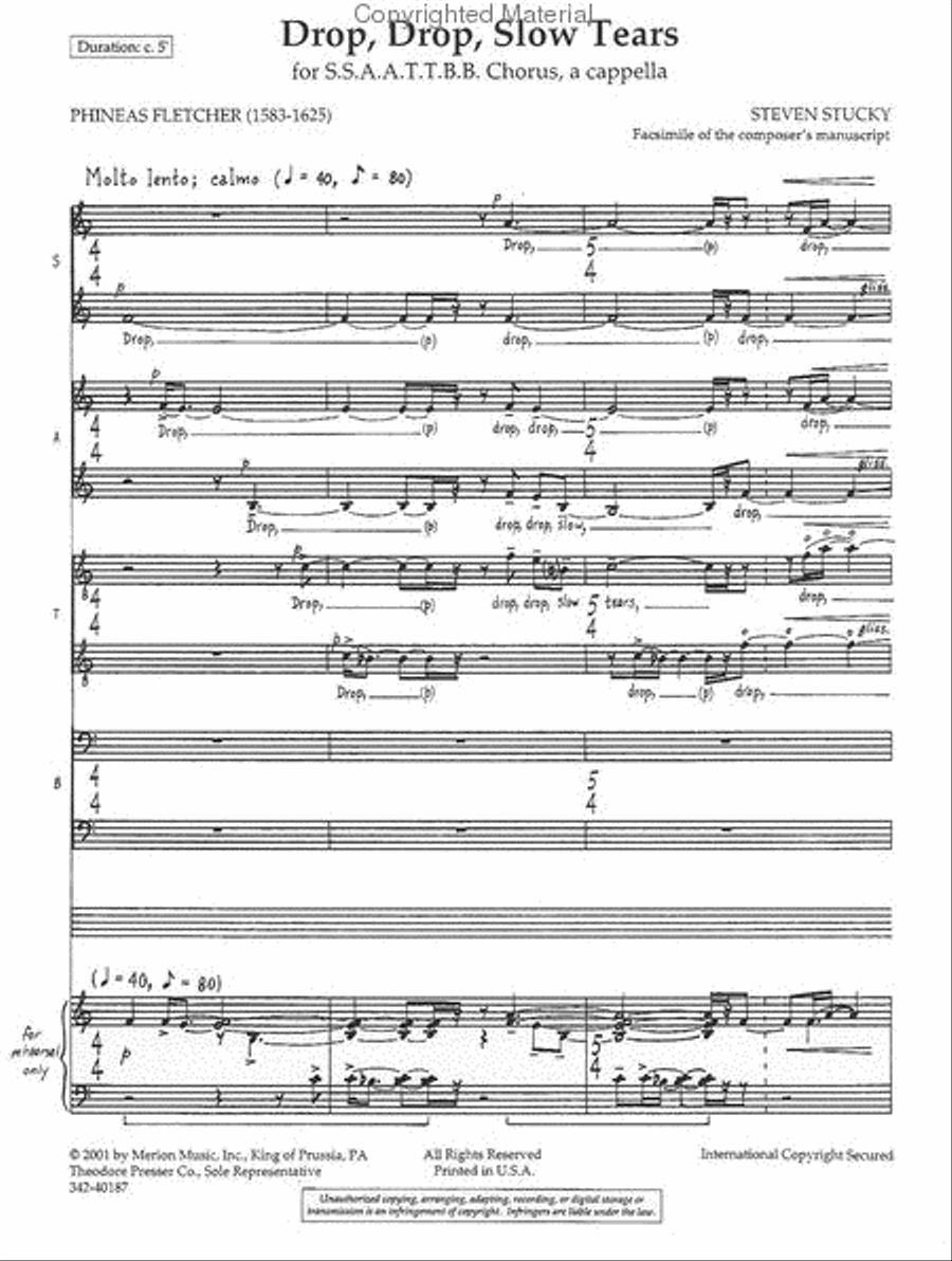 Drop, Drop, Slow Tears Drop, Drop, Slow Tears Divisi scores gallery preview page 2