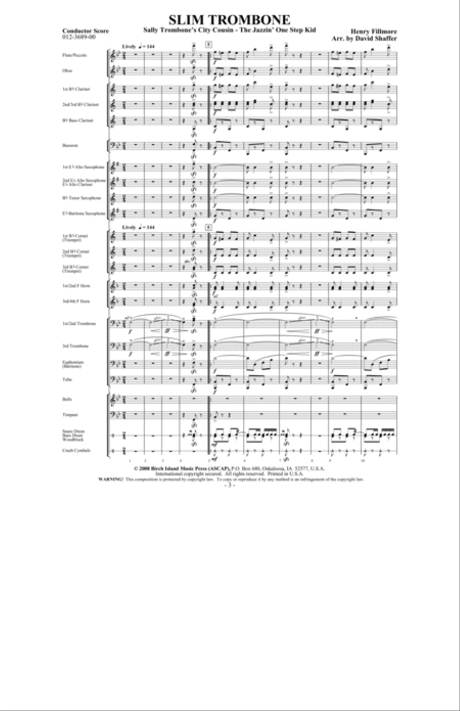 Slim Trombone Slim Trombone Concert Band scores gallery preview page 2